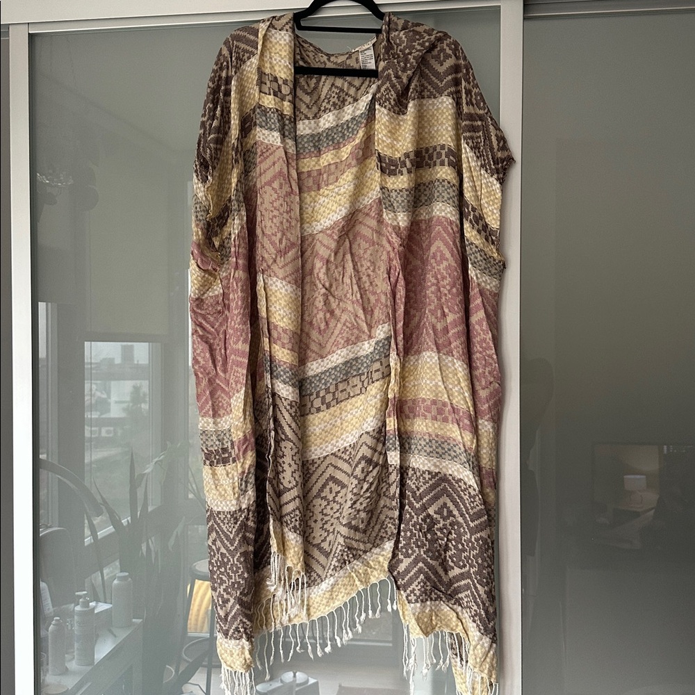 Free People Brown and Cream Patterned top